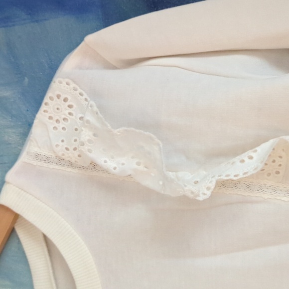 Evsie cream mixed fabric/lace light weight sweatshirt girls size 13/14 - Picture 2 of 8